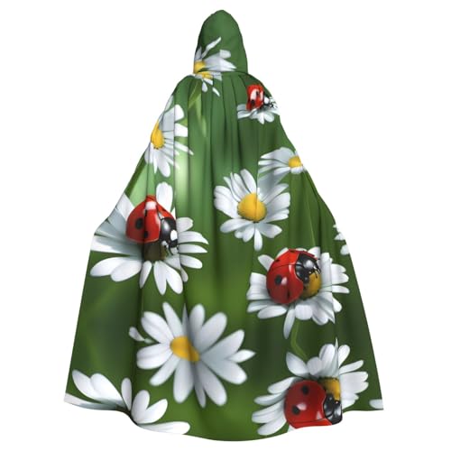 HJFCZH Capa con capucha para adultos con estampado de mariquita en margaritas para Halloween para varios entornos de fiesta y carnaval