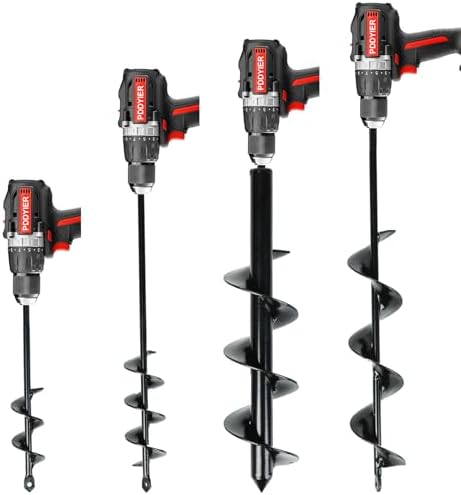 Auger Drill Bit for Planting Set of 4, Garden Ground Earth Spiral Drill Bit for 3/8