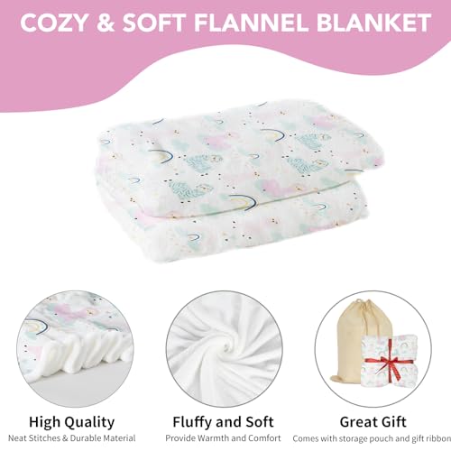 Llama Alpaca Baby Throw Blanket for Girls Soft Cozy Cute Rainbow Llama Alpaca Theme Plush Flannel Crib Blanket for Nursery 75x100cm Alpaca Fleece Blanket for Boys Couch Newborn Toddler Kids Gift - Image 3