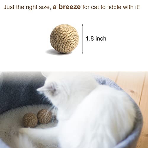 Auesorne 4Pcs 1.8" Natural Sisal Ball Catnip Cat Toys, Handcrafted Cat Balls Filled With Cat Nip And Gravel, Kitty Toys Kitten Toys For Indoor Cats Self Play, Mini Cat Scratch Balls #TOP2