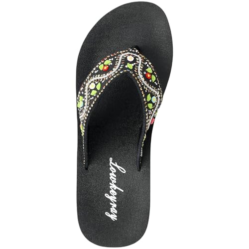 Lowkeyray Women's Glittering Rhinestone Embellished Wedge Platform Fancy Flip-Flop Sandals for Ultimate Comfort and Glamou,Sparkle & Style.4