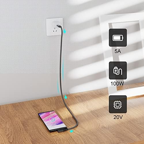 CAKOBLE Kabel USB C na USB C 2 m, 20 Gb/s, USB C 3.2, 3.2 Gen 2 x 2, kabel do ładowania USB C 4K 60 Hz, transmisja wideo, 100 W, kąt prosty kabel USB C do MacBook Pro, Samsung Galaxy, Xiaomi