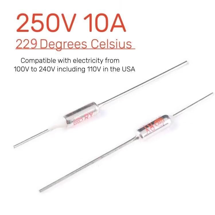 ELCOKITEX 50Pcs Thermal Fuses 229C Degrees 10A 250V Metal Temperature Breakers Cutoffs RY Series for Electric Pressure Cookers Multi Cooker Home Appliances Circuits Protection