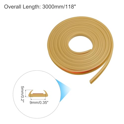 Image of uxcell U Shape Furniture Edge Banding, 4M Self Adhesive Flexible Edging Trim, 5x9mm TPE Edge Guards for Cabinets Furniture Repair Restoration, Beige