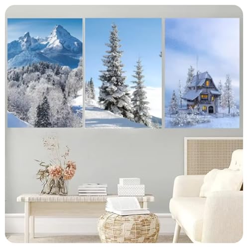 Vue sur la neige et cabine affiche pour décoration de chambre d'hôtel