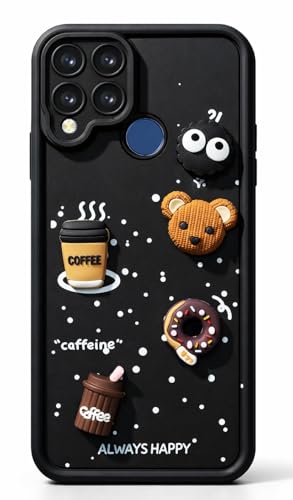 Image of Bintage Cute Fun Taddy| 3D Ball Bear| Donut| Coffee Rubber Case Camera Protection Back Cover Compatible for Realme Narzo 20 - Black