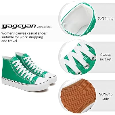 yageyan Womens High Top Canvas Sneakers Lace up Fashion Shoes for Women Casual Classic