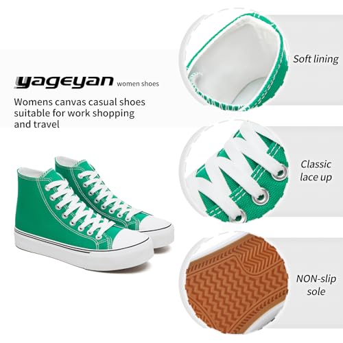 Image of yageyan Womens High Top Canvas Sneakers Lace up Fashion Shoes for Women Casual Classic