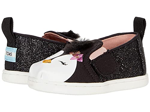 Image of TOMS Kids Glitter Penguin Face Applique Tiny Alpargata Twin Gore (Toddler /Little Kid)