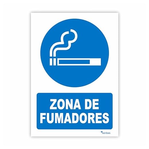 Seribas Señal Zona de Fumadores, Cartel de PVC 0,7 mm A4 21 x 30 cm Tinta y Material Resistente Interiores y Exteriores