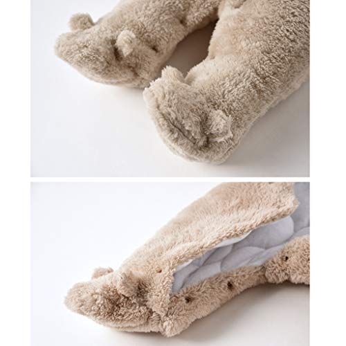 Bébé Capuche Barboteuse Hiver Combinaison Flanelle Tenues Garçons Filles Pyjamas Bambin Grenouillère Footies Vêtements Marron 9-12 Mois - Image 7