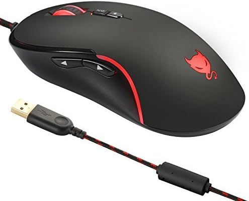 Wired Gaming Mouse Optical 4000 DPI with 7 Programmable Buttons, USB Computer Mice Mouse for PC Laptop iMac Tablet - Black