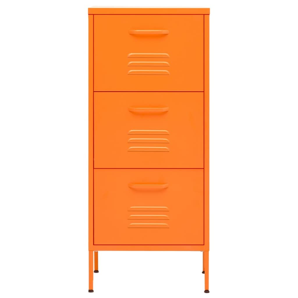 Armadio portaoggetti arancione in acciaio, 42,5 x 35 x 101,5 cm, cassettiera con cassetti, armadio in metallo per home office e soggiorno, armadietto con guide con cuscinetti a sfera