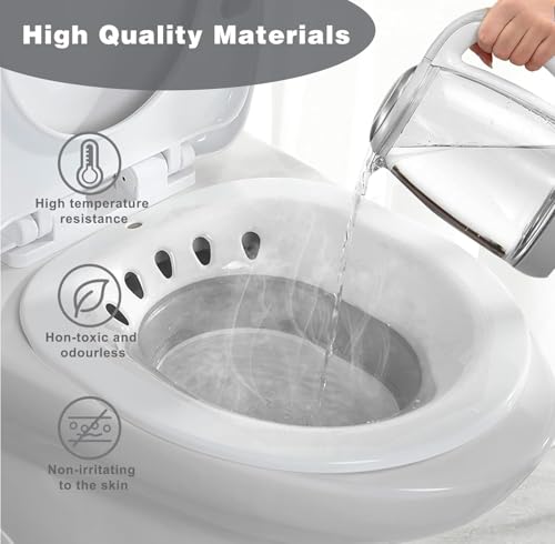 Image of plastic Sitz Bath Tub with Air Pump for Women & Men, Large Capacity Portable Perineal Soaking Basin, Suitable for Postpartum Care, Hemorrhoids Recovery(Tub Seat, Light Pink)