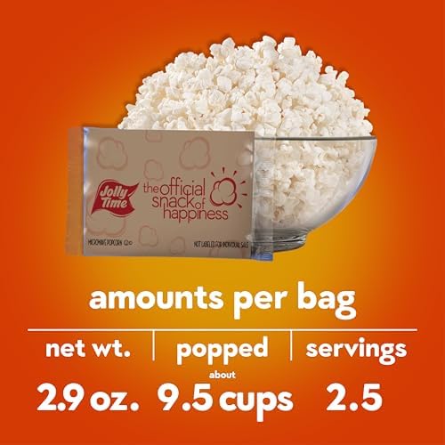 Jolly Time White Cheddar Cheese Microwave Popcorn, 2.9oz Sharing Bag, 6 Bags Per Carton (White Cheddar, 2.9 Ounce (Pack of 18))