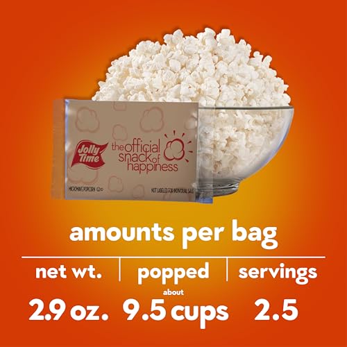 Jolly Time White Cheddar Cheese Microwave Popcorn, 2.9oz Sharing Bag, 6 Bags Per Carton (White Cheddar, 2.9 Ounce (Pack of 18))