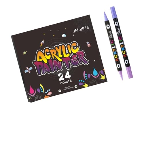 Double Ended Marker Brush Tip Acrylic Paint Pen for Painting on Paper Wood Fabric Metal Stone Card Making Art Markers Classroom