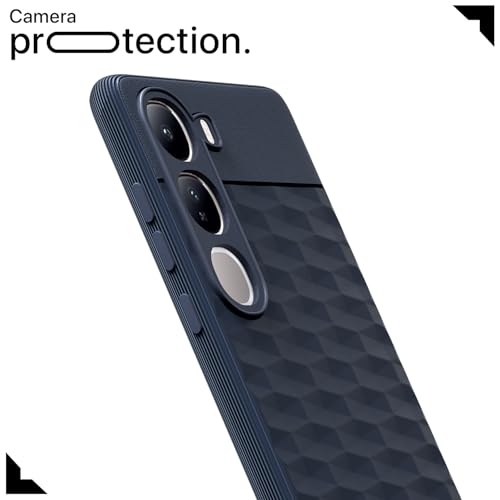 Image of Pikkme Back Cover for Vivo Y300 5G Camera Protection 3D Hexa Cube Design Silicone Protective Bumper Case (Blue)