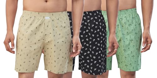 Image of Nermosa Men's 100% Cotton Boxer Shorts - Soft, Breathable, All-Day Comfort (Pack of 3)