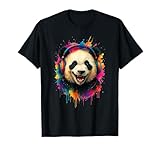 Grinsend Panda Dripping Splash Music Festival Outfit Camiseta