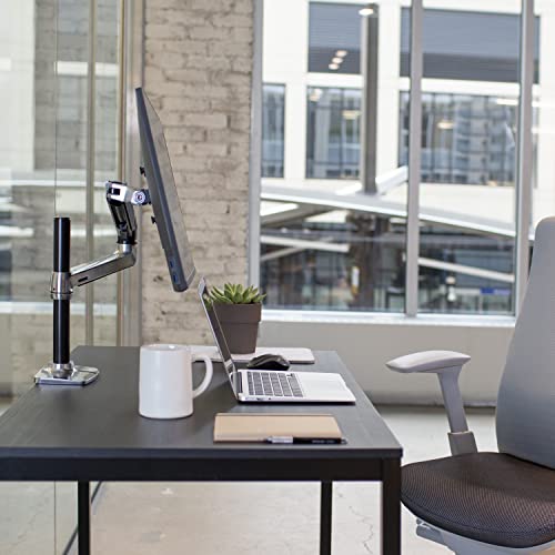 Image of Ergotron - LX Monitor Arm, Single Monitor Desk Mount - fits Flat Curved Ultrawide Computer Monitors up to 34 Inches, 7 to 25 lbs, VESA 75x75mm or 100x100mm - Tall Pole, Polished Aluminum