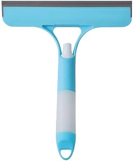 3 in 1 Window Cleaning Scraper Shower Squeegee for Glass Doors Mirror with Sprayer Squiggy for Windshield Cleaner Tool Washing Spray Home Floor Scraper(Blue)