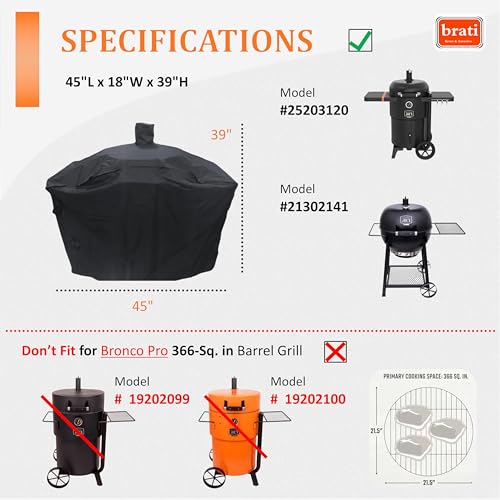 Image of Grill Cover for Oklahoma Joe's Bronco 2.0 Drum Smoker & Grill,18 Inch Bronco Drum Smoker Cover 8788124P04 Accessories