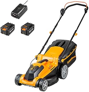 LawnMaster 24V 37cm Cordless Lawnmower with Spare Battery, 24V 4.0Ah Lithium Ion Battery and Fast Charger - Rear Roller (37cm Mower)