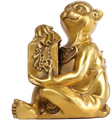 LAOJUNLU Copper Fuyin FengHou Golden Monkey Feng Shui Decoration 12 Zodiac Copper Monkey Home