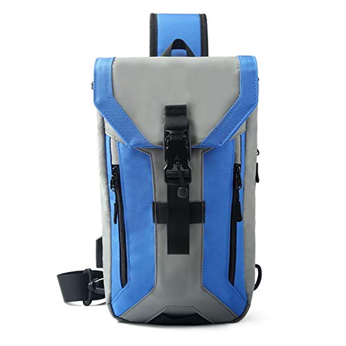 OZUKO Men Sling Backpack Nylon Water Resistant Shoulder Chest Crossbody Sling Bag with USB Charging Port Black (9334-blue)
