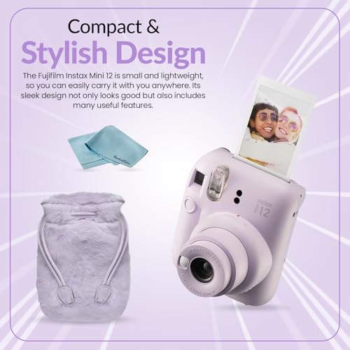 FujiFilm Pacote de Natal INSTAX Mini 12 (2024) + pacote de 4 pilhas AA + pano de limpeza de microfib