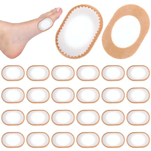 24 Pcs Bunion Pads to Wear with Shoes Self-Adhesive Waterproof Cushion Protector Multi-Size Moleskin for Feet Breathable Foam Bunion Pads