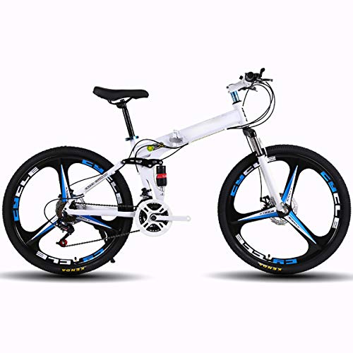 STRTG Vélo de Montagne Pliant, Freins à Disque Doubles Vélo Course Pliable,Hors Route Bikes Fold Up, Homme et Femme 24 * 26 Pouces Bicyclette pour Adulte - 21 * 24 * 27 Vitesses