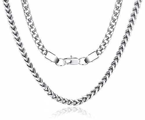 FIBO STEEL 3-6mm Curb Chain Necklace for Men Women Stainless Steel Biker Punk Style 18.0-30.0 inches Silver Black Gold Tone3