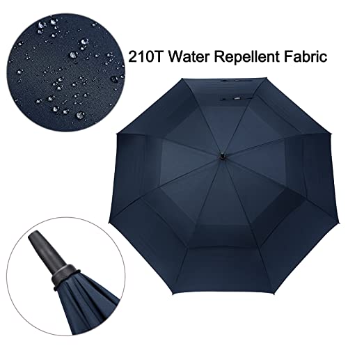 G4Free 72 Inch Huge Large Oversize Golf Umbrella Automatic Open Double Canopy Vented Windproof Stick Umbrellas, 6 Ft Heavy Duty Outdoor Doorman Umbrella Family Umbrella(Navy Blue) #TOP4