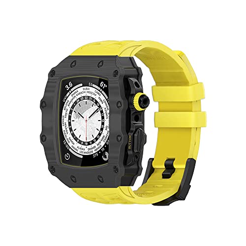 Kit modification Apple Watch 45 mm bracelet caoutchouc iWatch 8 7 SE boîtier carbone