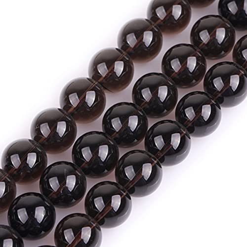 GEM-Inside Natural Brown Smoky Quartz Gemstone Handmade 12mm Loose Beads for Jewelry Making for Women