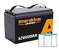 Enerakkus 12V 100Ah Bluetooth LiFePO4 Battery, Group 31 Lithium Battery Built-in 100A BMS, Up to 15000 Cycles, Perfect for RV, Marine, Home Energy Storage