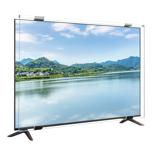 Qoosea Protector de Pantalla de TV 50 Pulgadas, Transparente HD Acrílico Panel Protector de Televisión para Soporte de Solo/Doble Punto, Panel Acrílico para TV Protección Reduce Arañazos