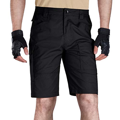 Free Soldier Men's Hiking Tactical Cargo Shorts Multiple Pockets Waterproof Shorts Outdoor Fishing Camping Shorts Black 34W X 11L #TOP16