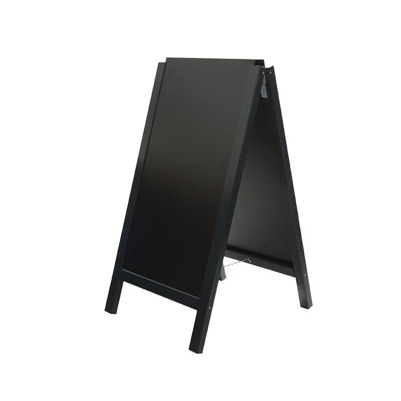 Chevalet stop trottoir avec 2 ardoises amovibles cadre bois noir dimensions 117 x 60 cm