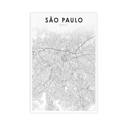 Carte du Brésil Sao Paulo Toile Finition Premium Décoration Murale