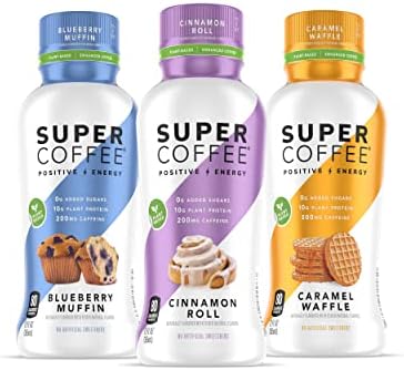 Super Coffee, Plant Based Keto Protein Coffee (0g Added Sugar, 10g Pea Protein, 80 Calories) [Variety Pack] 12 Fl Oz, 12 Pack | Iced Smart Coffee Drinks
