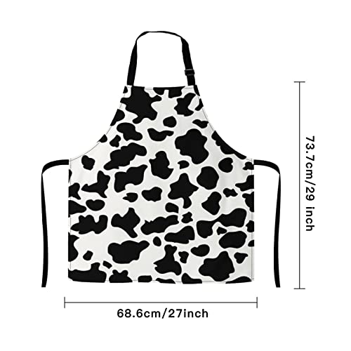 Laoenp Cow Pattern Kitchen Aprons No Pocket, Chef Apron For Womens And Mens, Cooking Apron Adjustable Neck Buckle | 27 X 29 In | Black And White #TOP1