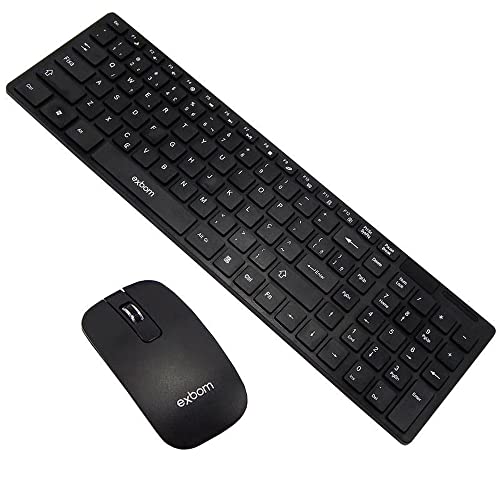 Kit Teclado e Mouse Sem Fio Usb Wireless 2.4ghz Multimídia Abnt2 Pc Notebook Mac (Preto)