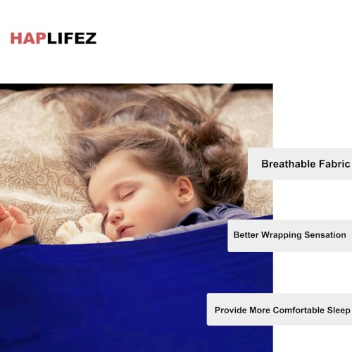 Image of Sensory Bed Sheet, Weighted Blanket with Compression Sheet - Breathable, Stretch Fit, Lightweight Calming Sleep Blanket, Blue, 54 inchx60 inch
