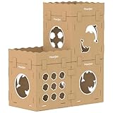 Mawrpet DIY Cat House with Scratcher Cardboard, Condo with Scratching Pads,Cats Play House, DIY Modular Cat Boxes, Indoor Kitty Scratcher Hideout for One or More Cats, Cat Tower Castle Tunnel, 5 Parts