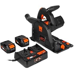 WEN Cordless 6.5-Inch Track Saw, Brushless with Variable Speed, Two 20V Max 4.0 Ah Batteries, and Charger (20691)