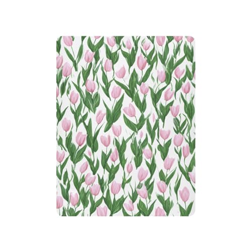 Image of Crib Sheet Breathable Soft Crib Mattress Sheet for Baby Toddler Boys Girls Fitted Crib Sheet Fit Standard Crib Mattress 39 x 27 Inch Small Tulips Pink