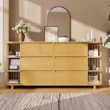 Elegante design retrò romano: un tocco di stile. La credenza combina un effetto rovere di alta qualità con griglie decorative in bambù. Le colonne romane disposte simmetricamente e il piano superiore arrotondato conferiscono all'armadio multiuso un look classico ed elegante che valorizza qualsiasi concetto di stanza.